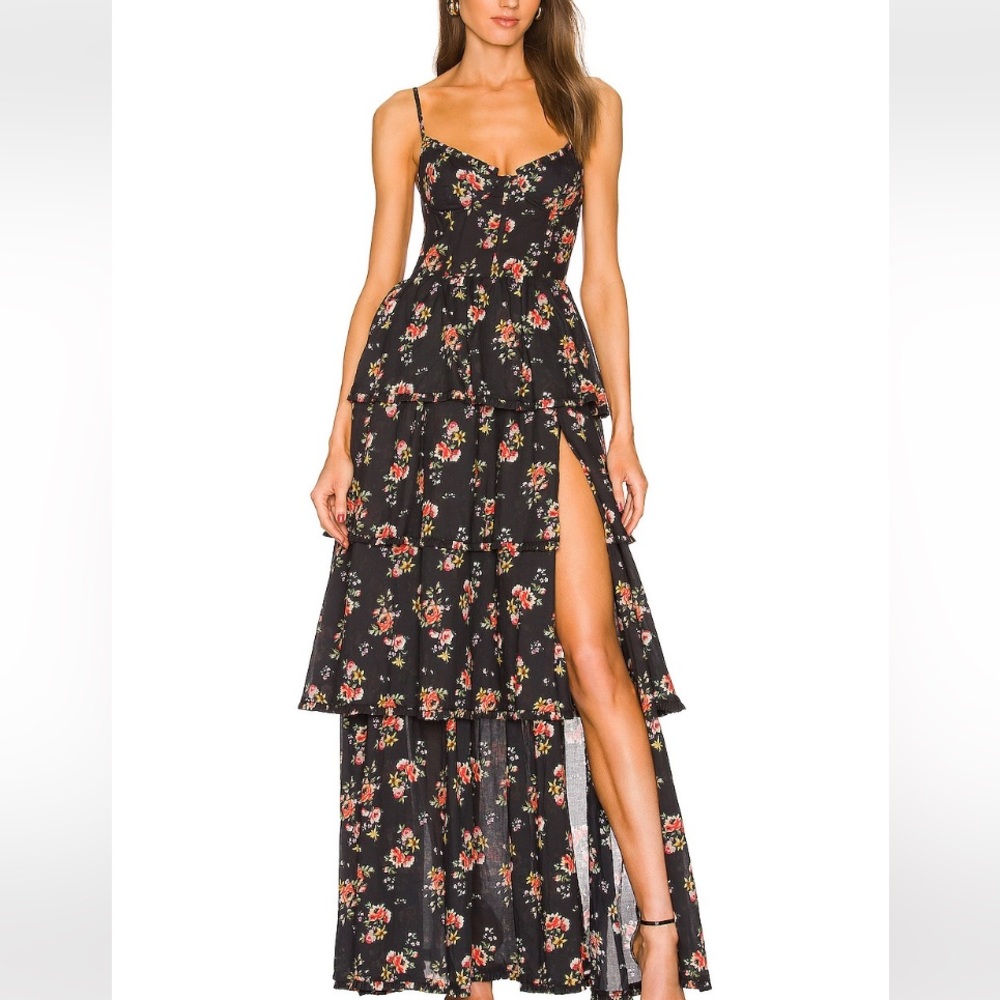 V. Chapman Black Floral Maxi Dress